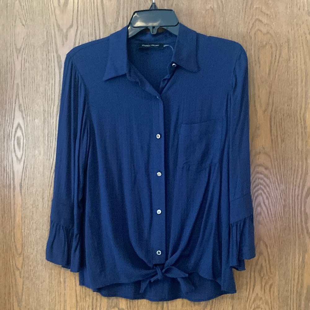 Soft Navy Blouse w tie at waistline